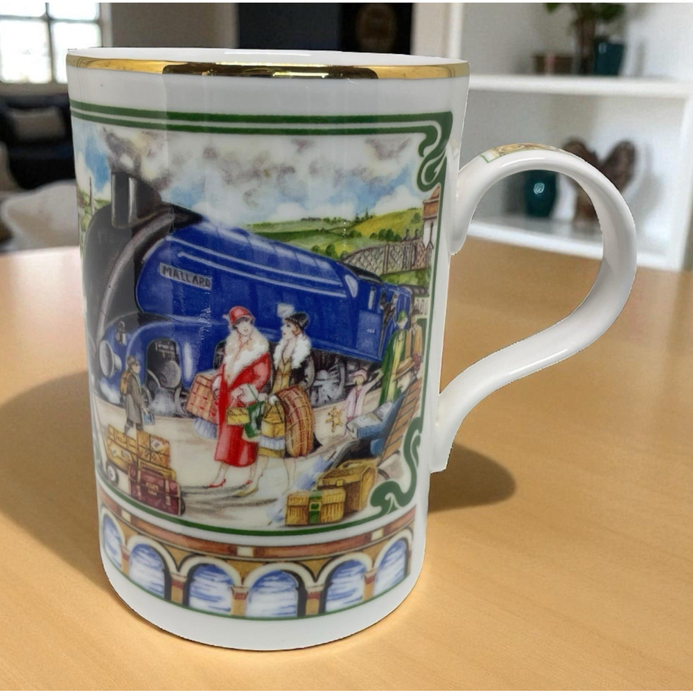 James Sadler Tea Cup Coffee Mug MALLARD STEAM LOCOMOTIVE 20's 30's Era Gold Trim